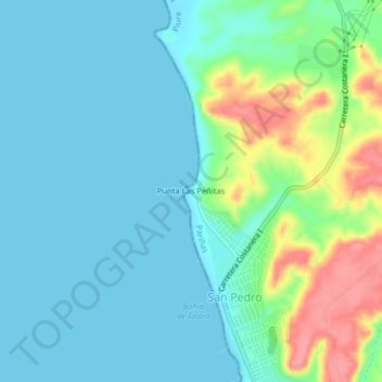 Carte topographique Punta Las Peñitas, altitude, relief