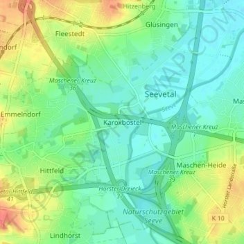 Carte topographique Karoxbostel, altitude, relief