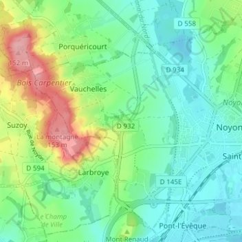 Carte topographique Maigremont, altitude, relief
