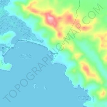 Carte topographique Gorgona, altitude, relief
