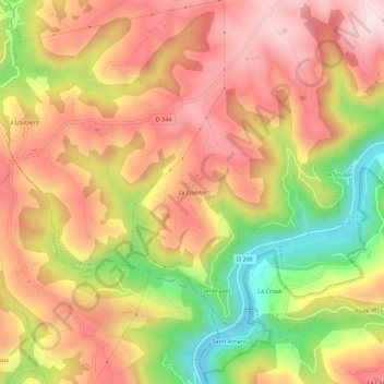 Carte topographique La Combe, altitude, relief