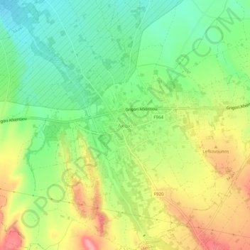 Carte topographique Akaki, altitude, relief