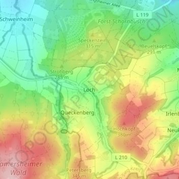 Carte topographique Loch, altitude, relief
