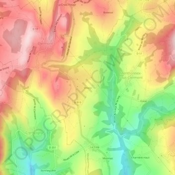 Carte topographique Doucy, altitude, relief