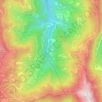 Carte topographique Samboneto, altitude, relief