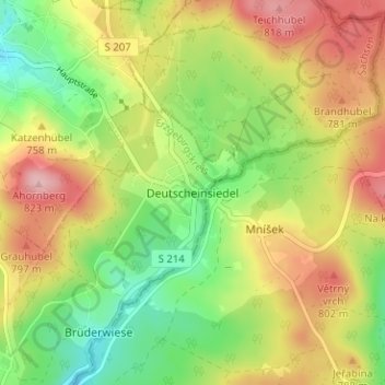 Carte topographique Deutscheinsiedel, altitude, relief