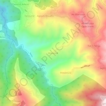 Carte topographique Amazoul, altitude, relief