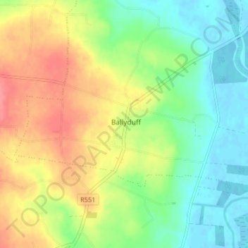 Carte topographique Ballyduff, altitude, relief