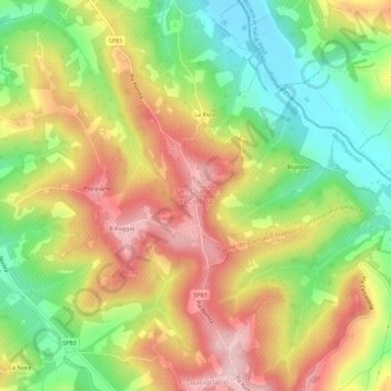 Carte topographique San Quirico in Collina, altitude, relief