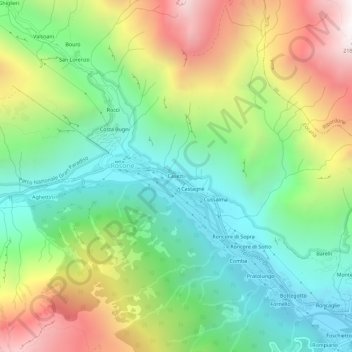 Carte topographique Casetti, altitude, relief