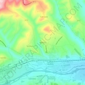 Carte topographique Ripattoni, altitude, relief