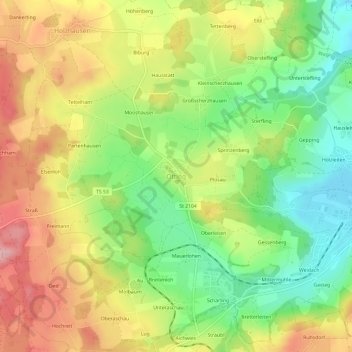 Carte topographique Otting, altitude, relief