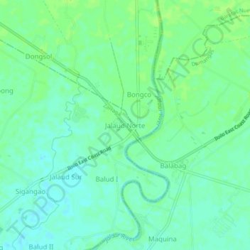 Carte topographique Jalaud Norte, altitude, relief