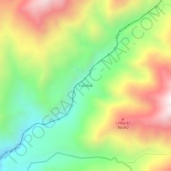 Carte topographique Combia, altitude, relief