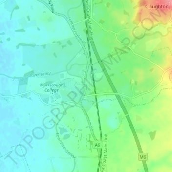 Carte topographique Bilsborrow, altitude, relief