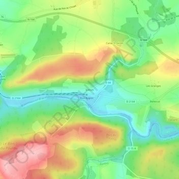 Carte topographique Liscuis, altitude, relief