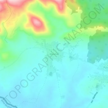 Carte topographique Wome, altitude, relief
