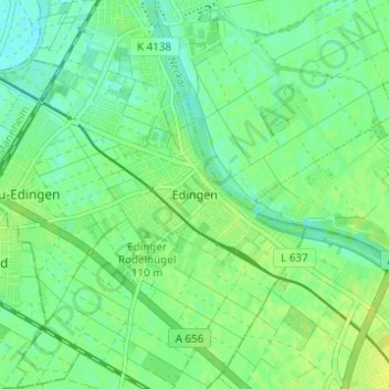 Carte topographique Edingen, altitude, relief