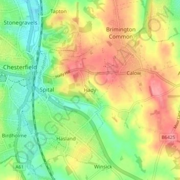 Carte topographique Hady, altitude, relief