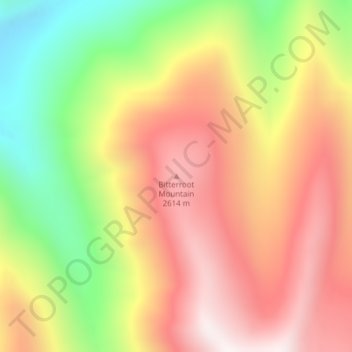 Carte topographique Bitterroot Mountain, altitude, relief