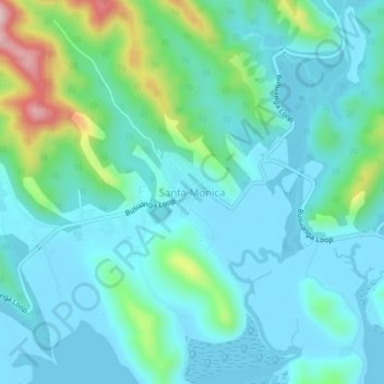 Carte topographique Santa Monica, altitude, relief