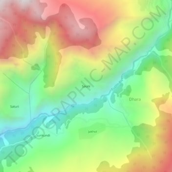 Carte topographique Sauni, altitude, relief