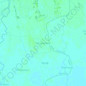 Carte topographique Parmanandpur, altitude, relief