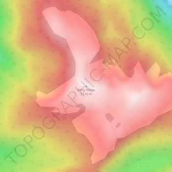 Carte topographique Vimy Ridge, altitude, relief