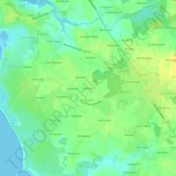 Carte topographique Kerangre, altitude, relief