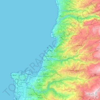 Carte topographique Jounieh, altitude, relief
