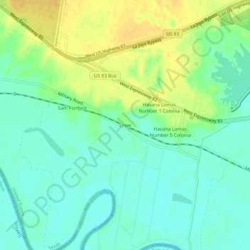 Carte topographique Crow, altitude, relief