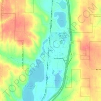 Carte topographique Waters, altitude, relief
