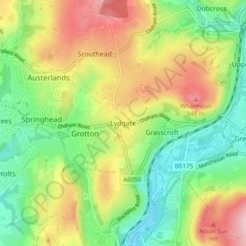 Carte topographique Lydgate, altitude, relief