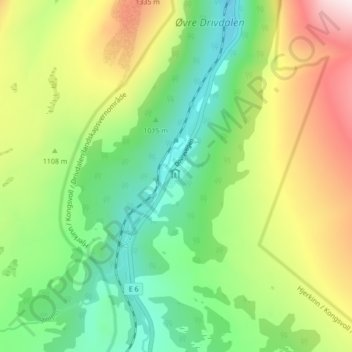 Carte topographique Kongsvoll, altitude, relief