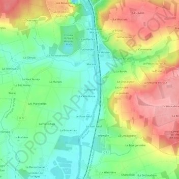 Carte topographique La Rivière, altitude, relief