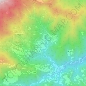 Carte topographique Revoleto, altitude, relief