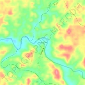 Carte topographique Bagadó, altitude, relief