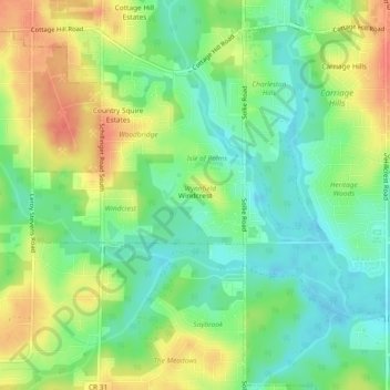 Carte topographique Windcrest, altitude, relief