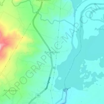 Carte topographique Panadtalan, altitude, relief
