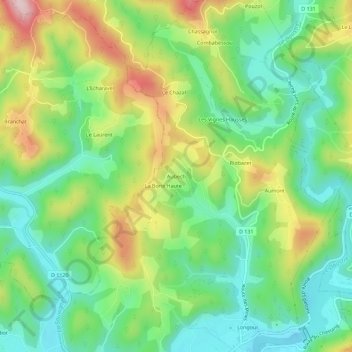 Carte topographique Aubech, altitude, relief