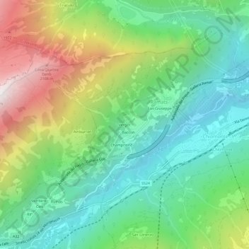 Carte topographique Verger, altitude, relief