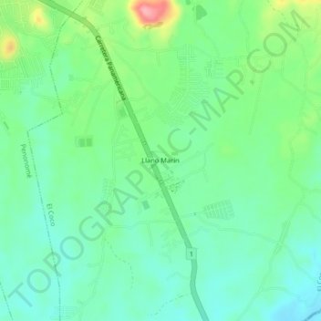 Carte topographique Llano Marín, altitude, relief