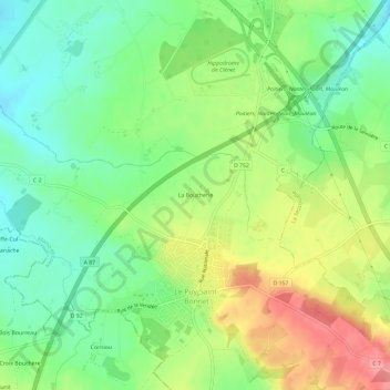 Carte topographique La Boucherie, altitude, relief
