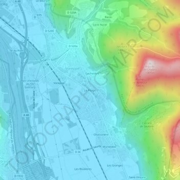 Carte topographique Le Péage, altitude, relief