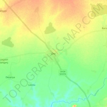 Carte topographique Dei, altitude, relief
