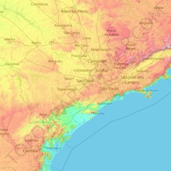 Carte topographique Rio Acima, altitude, relief