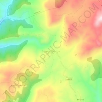 Carte topographique Cajigar / Queixigar, altitude, relief