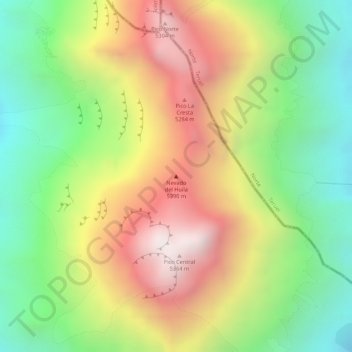 Carte topographique Nevado del Huila, altitude, relief