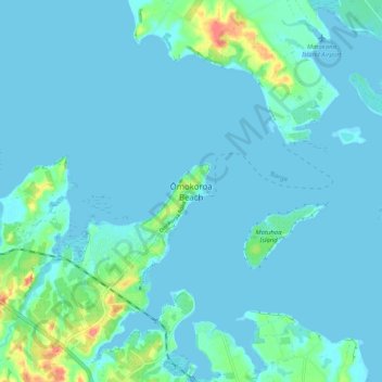 Carte topographique Omokoroa Beach, altitude, relief