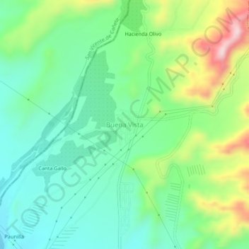 Carte topographique Buena Vista, altitude, relief